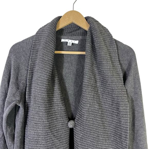 CAbi Cozy Duster Cardigan Womens M Brown 100% Cotton Shawl Neckline Old Money - Picture 3 of 6